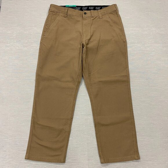 Caterpillar Utility Work Pants Mens 38 x 30 Brown Flex Waistband Cell Pocket - Picture 1 of 16